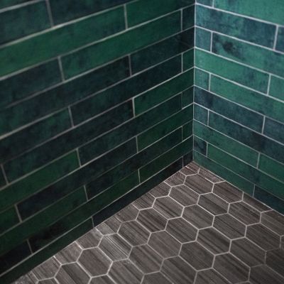 green shower tile system and grey shower tile floors in Santee, CA